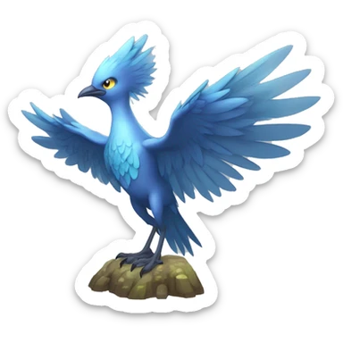Edgy Fantasy legendary blue bird water-type-Hydro-Phoenix-avian Fakemon full body sticker