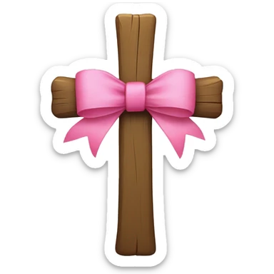 CROSS WITH PINK BOW sticker