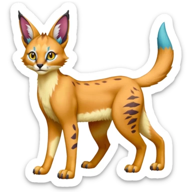 Colorful Caracal-Sergal-Serval-Genet-Pokémon-Digimon-Fakémon-fusion-hybrid-creature sticker