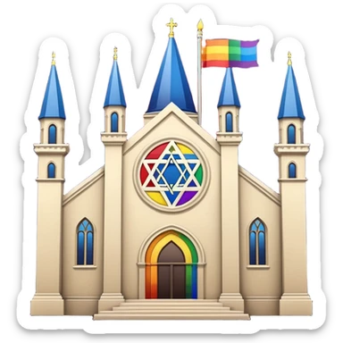 jewish synagogue temple in dark goth aesthetic style with lgbt flags sticker