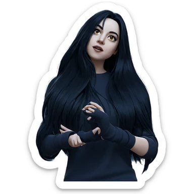girl with long black hair sticker