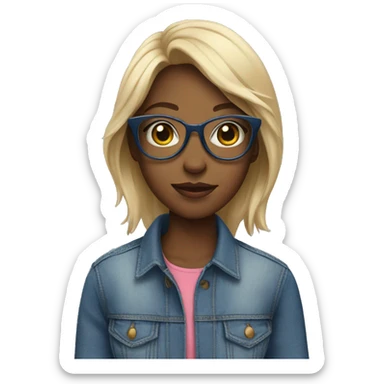 girl in denim with glasses sticker