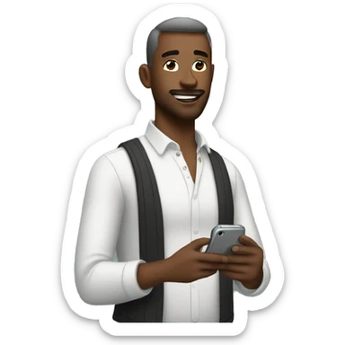 A man taking mirror picture with iphone sticker