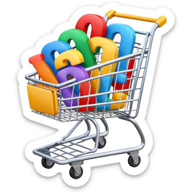 shopping cart with AI letters inside sticker