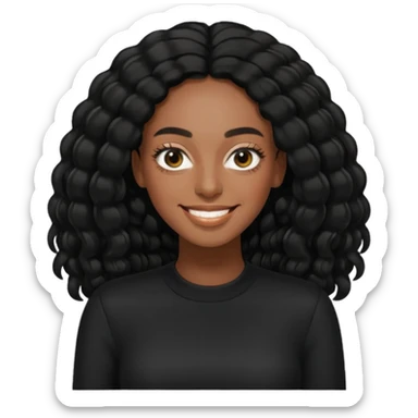 Solange, black long hair, black outfit sticker