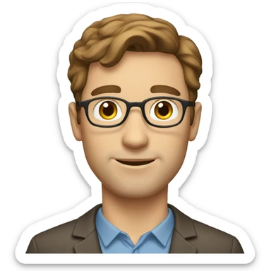 white male teacher brown hair sticker