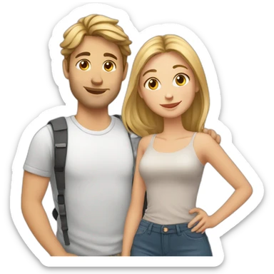 Young European Couple with cat sticker
