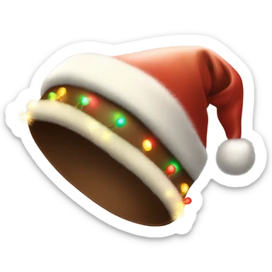 brown santa claus hat with shimmering garland sticker