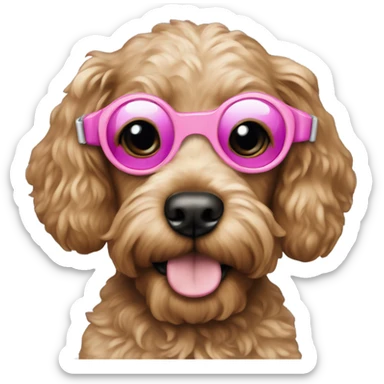 Cockapoo pup with pink goggles sticker