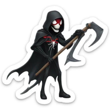 Grim reaper as Spider-Man with a scythe sticker