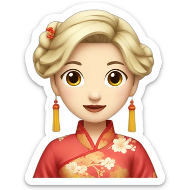 Chinese lady wear Chinese traditional clothes sticker