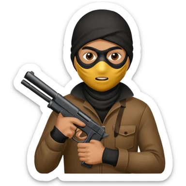Robber with gun sticker