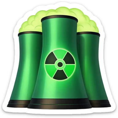 nuclear power plant with green radioactive glow, more realistic, emoji style, option 2 sticker