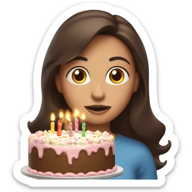Brunette blowing out her birthday candles sticker