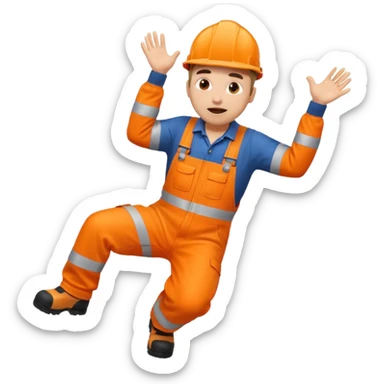 engineer hi-vis orange overalls falling over sticker