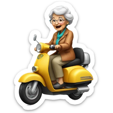 Grandma with sigaret on scooter Driller  sticker