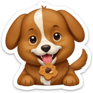 dog biting dog treat sticker