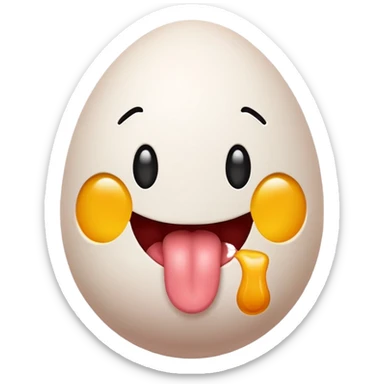 egg with the tongue out, simple emoji style sticker