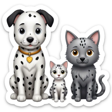 Dalmatian with a Belgium shepherd and a gray cat sticker