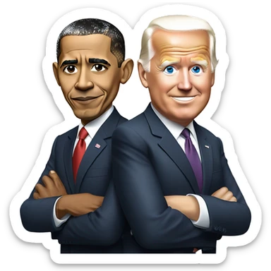 Barack Obama with Joe Biden and Donald Trump sticker