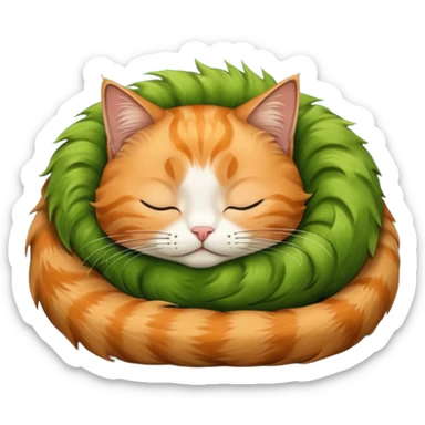 Curled Sleeping Cat green sticker