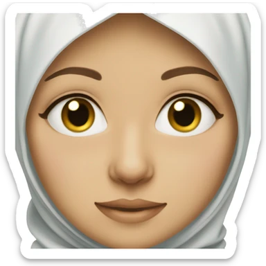 Hijabi with white cat, the cat has on the one eye Blue Eyes and on the other eye Green  sticker