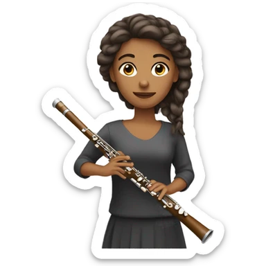 une joueuse de flute traversière avec cheveux brun sticker