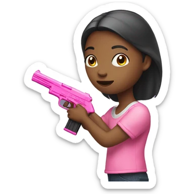 Girl holding pink gun sticker