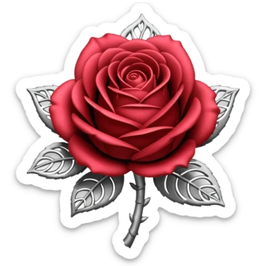 Black and silver filigree rose bud, 3D, extremely detailed design sticker