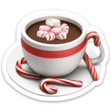 Cup of hot chocolate with candy cane in it sticker