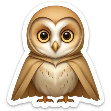 barn owl in beige cloak sticker