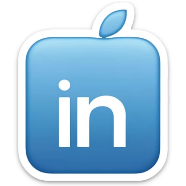 LinkedIn logo, blue background, white 'in' letters, minimal and clear, Apple emoji style sticker