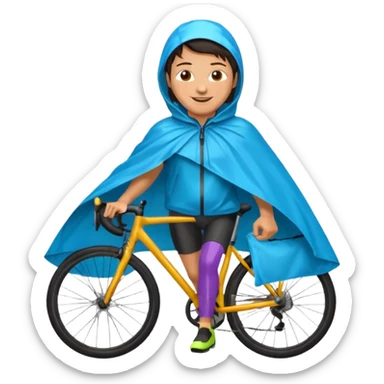 Cyclist with rain poncho sticker