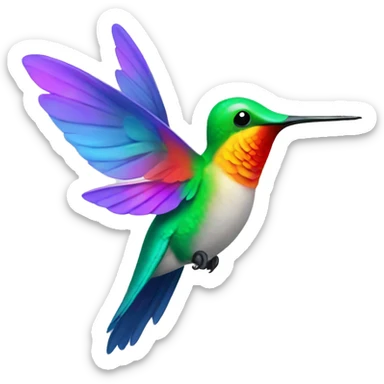 Colorful Humming bird fluttering wings sticker