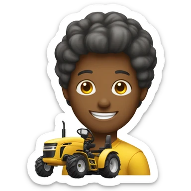 a happy person driving huge yellow tractor sticker