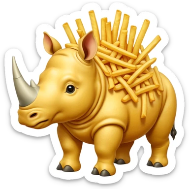 A rhinoceros made out of French fries  sticker