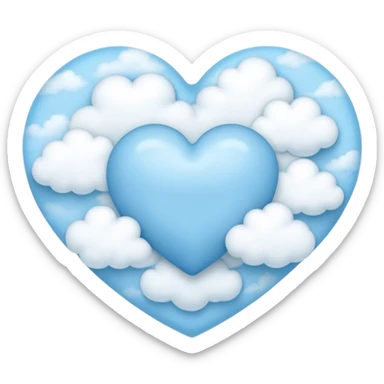 Light blue heart surrounded by clouds sticker