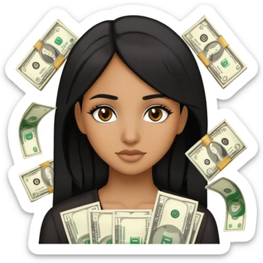 Brown girl with black hair, front two money pieces are blonde  sticker