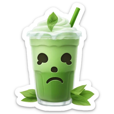 Iced matcha latte with ice cubes no face  sticker