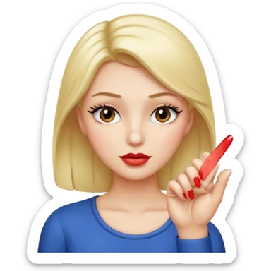Face with lashes and lip gloss with a hand having the thumb and index finger pinching together  sticker