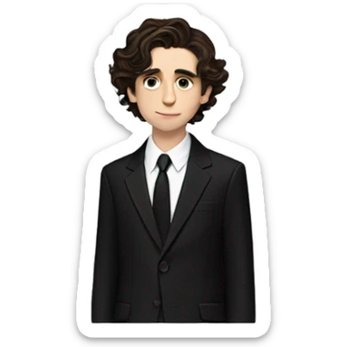 timothee chalamet in a black suit sticker