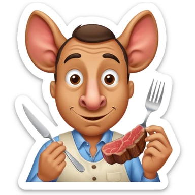 Man with big nose eating steak sticker
