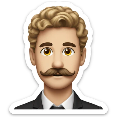 handsome mustached boy portrait with Charlie Chapman mustache  sticker