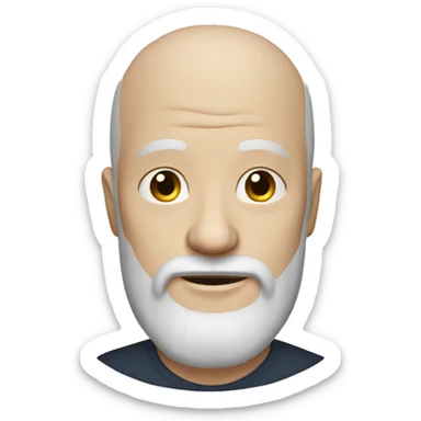 an almost bald white-skinned man with a beard sticker
