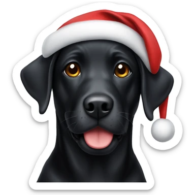 Black lab wearing Christmas hat sticker