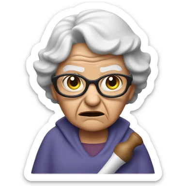 Angry old lady with bat in her hand sticker