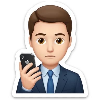 bussiness man using phone, looking to it sticker