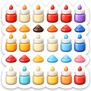 Japanese brand creams arranged with horizontal variation and vertical consistency. sticker