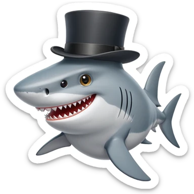 Shark with a top hat sticker