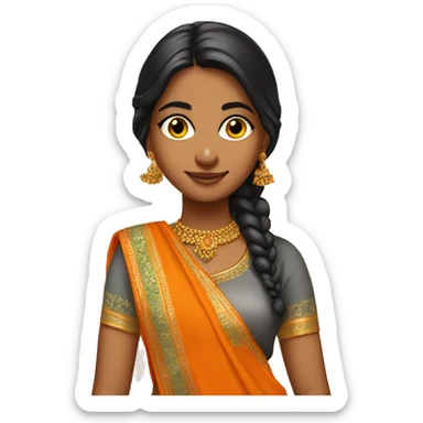 desi girl with orange sari sticker
